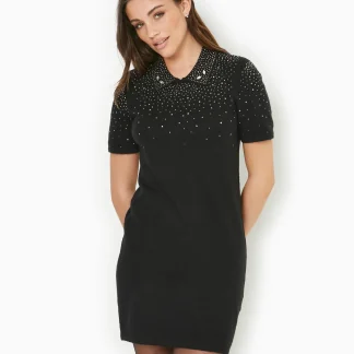 Robe courte en maille fine avec brillants
