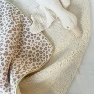 Couverture bébé imprimée léopard Milk et beige