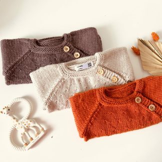 Brassieres bebe au point fantaisie- laine mérinos – 3 coloris