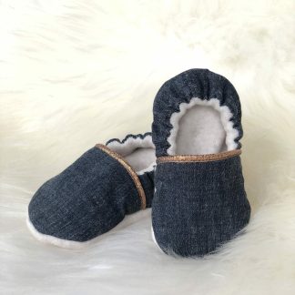 Chaussons bébé doublés en coton bio – Modèle Jean